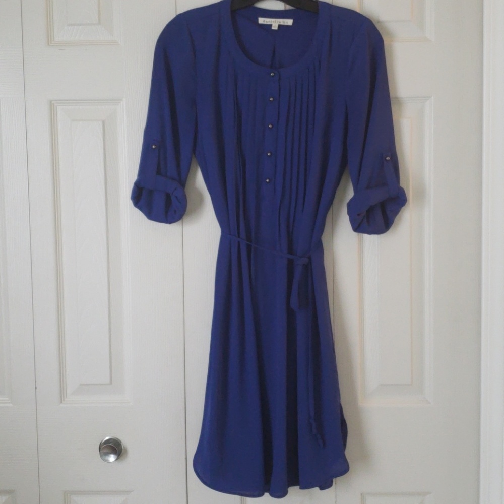 Royal blue dress.